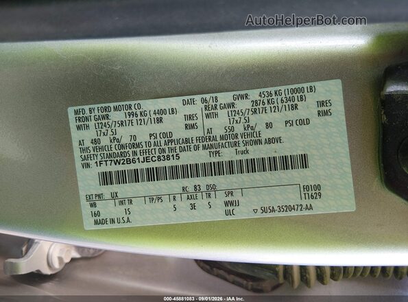 1FT7W2B61JEC83815 2018 FORD F-250 Silver Widok komory silnika