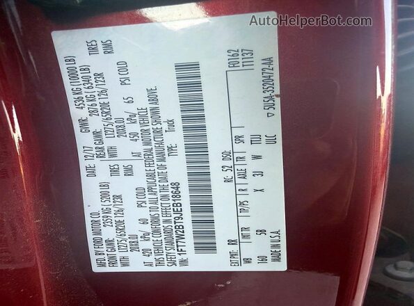1FT7W2BT9JEB18648 2018 FORD F250 Red Widok wnętrza z tyłu
