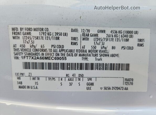 1FT7X2A66MEC69055 2021 FORD F250 Белый Вид подкапотного пространства