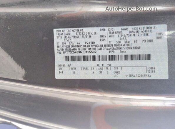 1FT7X2A69NED15592 2022 FORD F250 Gray Widok komory silnika