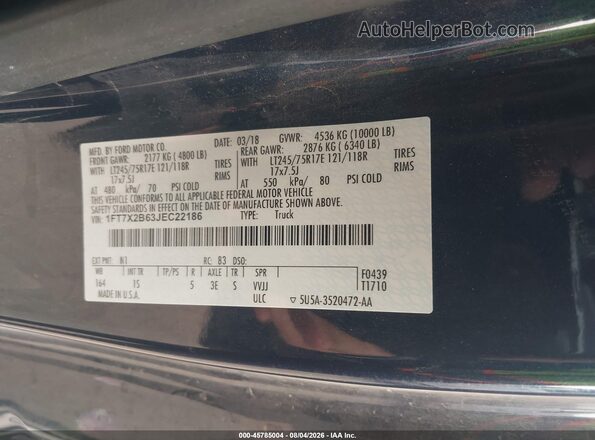 1FT7X2B63JEC22186 2018 FORD F-250 Blue Շարժիչի բաժամունքի տեսք
