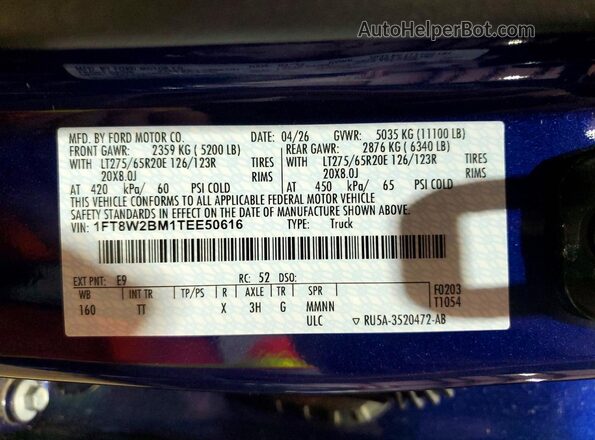 1FT8W2BM1TEE50616 2026 FORD F250 Blue Widok komory silnika