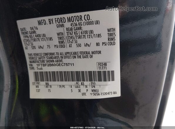 1FTBF2B60GEC75711 2016 FORD F-250 Green Widok komory silnika