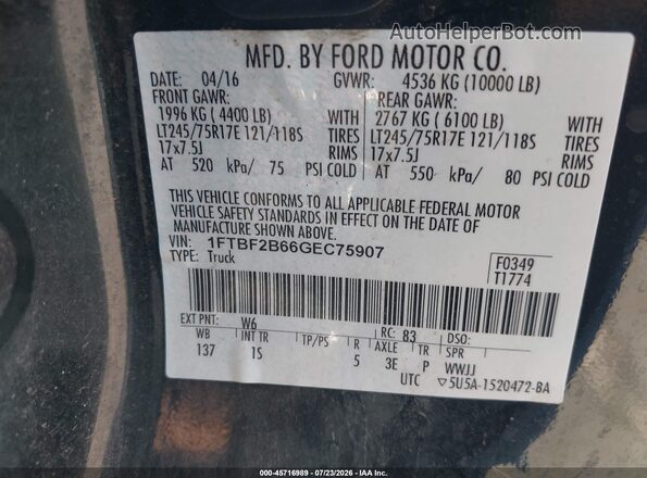 1FTBF2B66GEC75907 2016 FORD F-250 Зеленый Вид подкапотного пространства
