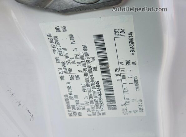 1FTER1EH4KLA54046 2019 FORD RANGER White Вид підкапотного простору