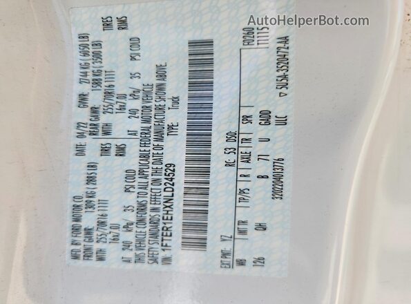 1FTER1EHXNLD24529 2022 FORD RANGER White Widok komory silnika