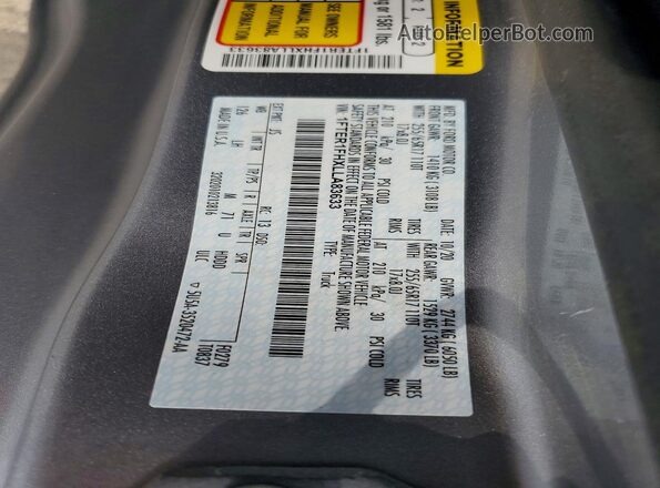 1FTER1FHXLLA83633 2020 FORD RANGER Silver Widok naklejki z numerem VIN