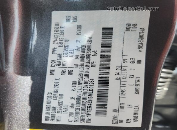 1FTER4EH6MLD01264 2021 FORD RANGER Gray Շարժիչի բաժամունքի տեսք