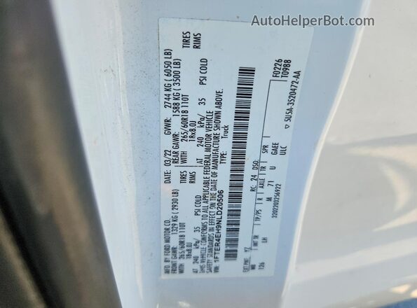 1FTER4EH9NLD20506 2022 FORD RANGER White Widok komory silnika
