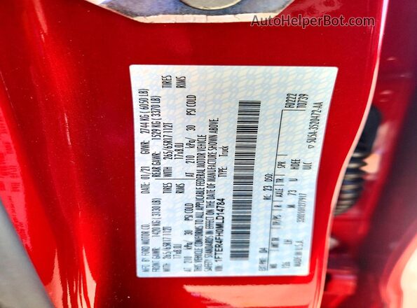 1FTER4FH0MLD14784 2021 FORD RANGER Red Vista del compartimento del motor