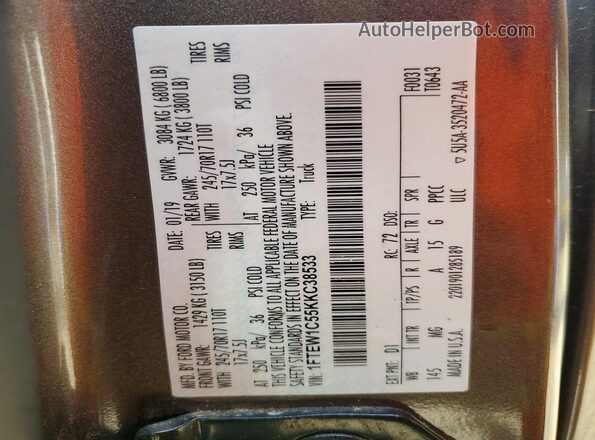 1FTEW1C55KKC38533 2019 FORD F150 Tan ძრავის განყოფილების ხედი