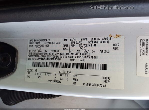 1FTEW1C56MFC69348 2021 FORD F150 White Widok komory silnika