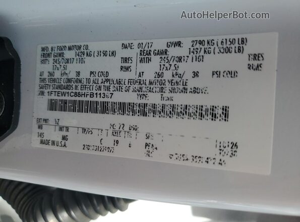 1FTEW1C88HFB11397 2017 FORD F150 White Вид підкапотного простору