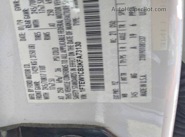 1FTEW1CB3KFA73130 2019 FORD F150 Белый Вид подкапотного пространства