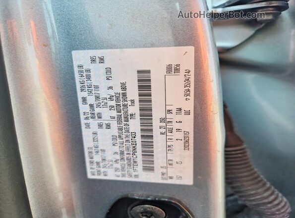 1FTEW1CP6NKE07433 2022 FORD F150 Серебряный Вид наклейки с VIN-кодом