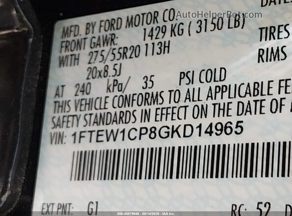 1FTEW1CP8GKD14965 2016 FORD F150 Black Vista del compartimento del motor