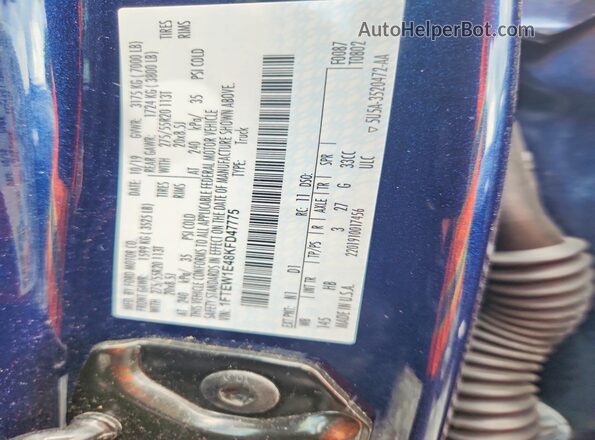 1FTEW1E48KFD47775 2019 FORD F150 Blue Widok komory silnika