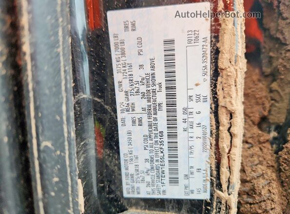 1FTEW1E55LKF35168 2020 FORD F150 Black Vista del compartimento del motor