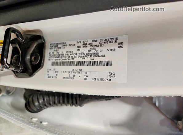 1FTEW1EG0HFC89177 2017 FORD F150 White Vista del compartimento del motor