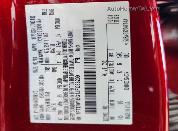 1FTEW1EG1JFC66299 2018 FORD F150 Red Вид підкапотного простору