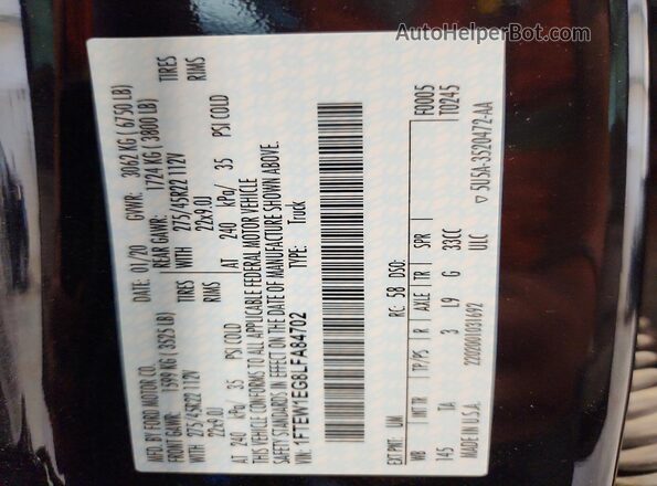 1FTEW1EG8LFA84702 2020 FORD F150 Black Widok komory silnika