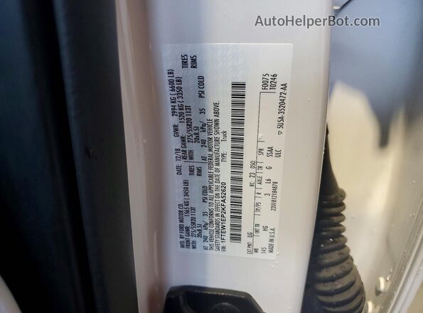 1FTEW1EP2KFA52620 2019 FORD F150 White ძრავის განყოფილების ხედი