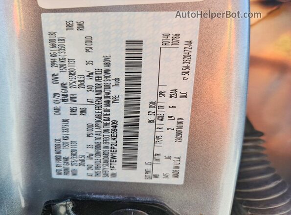 1FTEW1EP2LKE59409 2020 FORD F150 Silver Вид підкапотного простору
