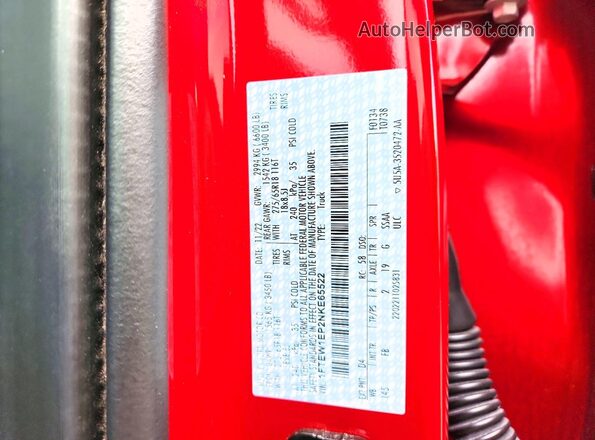 1FTEW1EP2NKE65522 2022 FORD F150 Red Widok naklejki z numerem VIN