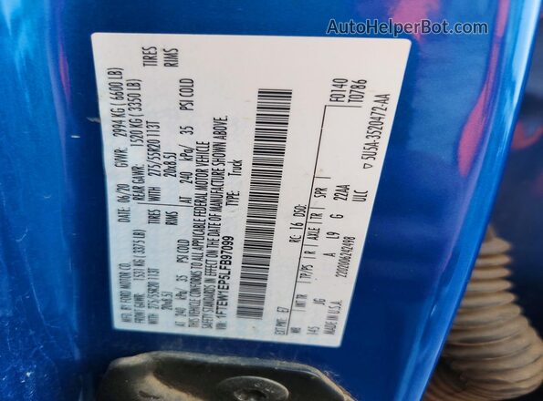 1FTEW1EP5LFB97099 2020 FORD F150 Blue Вид наклейки з VIN-кодом