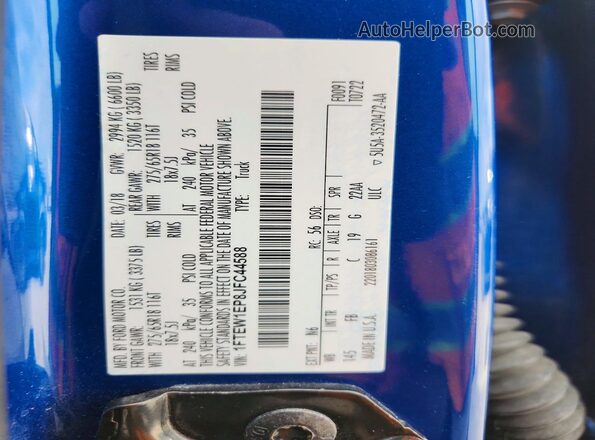 1FTEW1EP8JFC44588 2018 FORD F150 Blue ძრავის განყოფილების ხედი