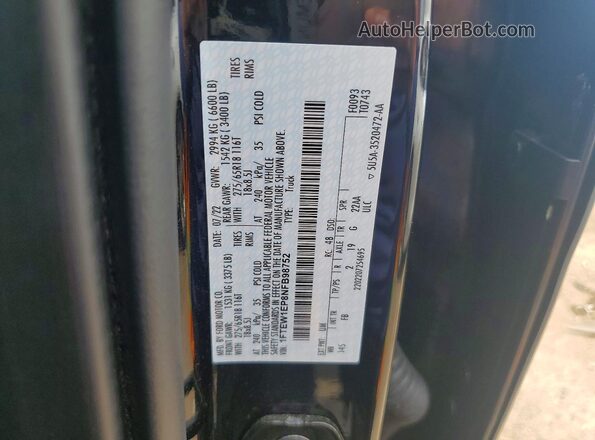 1FTEW1EP8NFB98752 2022 FORD F150 Black ძრავის განყოფილების ხედი
