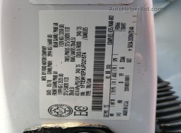 1FTEW1EPXJFD21574 2018 FORD F150 White Engine compartment view