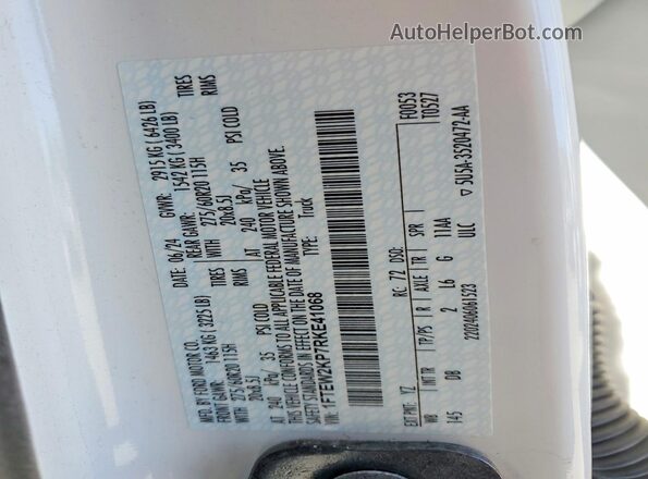 1FTEW2KP7RKE41068 2024 FORD F150 White Շարժիչի բաժամունքի տեսք