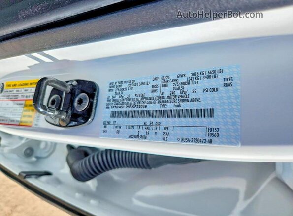 1FTEW2LP8SKF22049 2025 FORD F150 White ძრავის განყოფილების ხედი