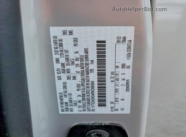 1FTEW3K54RKD68584 2024 FORD F150 Gray VIN sticker view