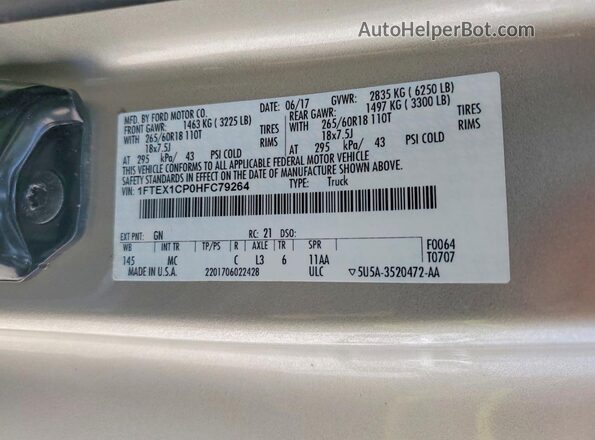 1FTEX1CP0HFC79264 2017 FORD F150 Желто-коричневый Вид подкапотного пространства
