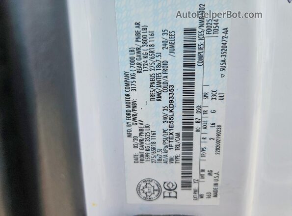 1FTEX1E55LKD93353 2020 FORD F150 Белый Вид подкапотного пространства
