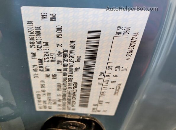 1FTEX1EPXPKD79620 2023 FORD F150 Blue VIN კოდის სტიკერის ხედი