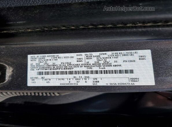 1FTFW1E50PFC85907 2023 FORD F150 Silver Вид підкапотного простору