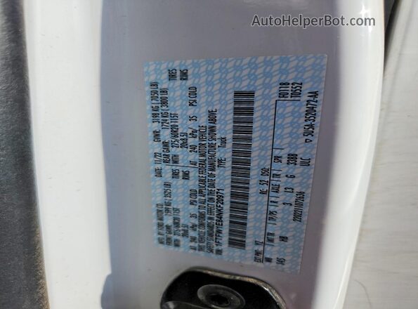 1FTFW1E84NKF20971 2022 FORD F150 White VIN կոդի պիտակի տեսք