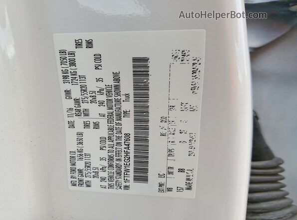 1FTFW1EG2HFA47608 2017 FORD F150 White ძრავის განყოფილების ხედი