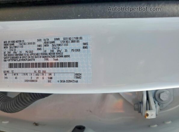 1FTFW1L81RKF24579 2024 FORD F150 White Engine compartment view