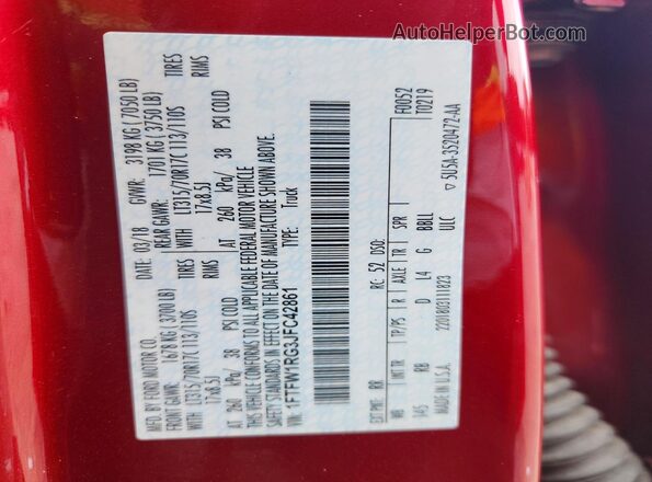 1FTFW1RG3JFC42861 2018 FORD F150 Red Вид підкапотного простору