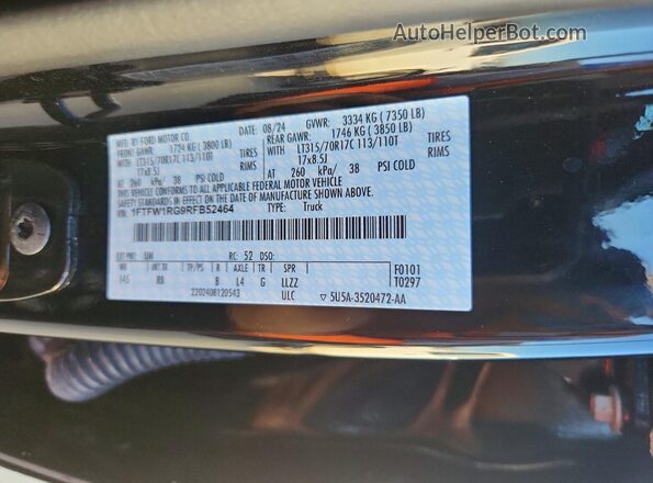 1FTFW1RG9RFB52464 2024 FORD F150 Black Engine compartment view