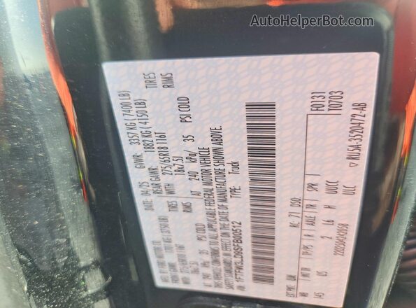 1FTFW3LD9SFB00512 2025 FORD F150 Черный Вид наклейки с VIN-кодом