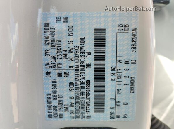 1FTFW6L87RFB89950 2024 FORD F150 Белый Вид подкапотного пространства