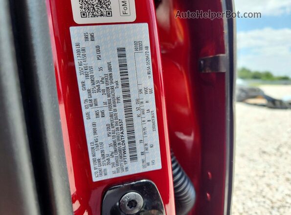 1FTFW6LD6TFA38537 2026 FORD F150 Red Vista de la etiqueta del VIN