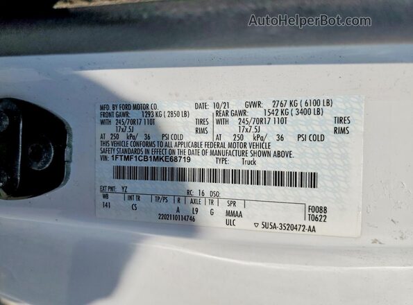 1FTMF1CB1MKE68719 2021 FORD F150 White Engine compartment view