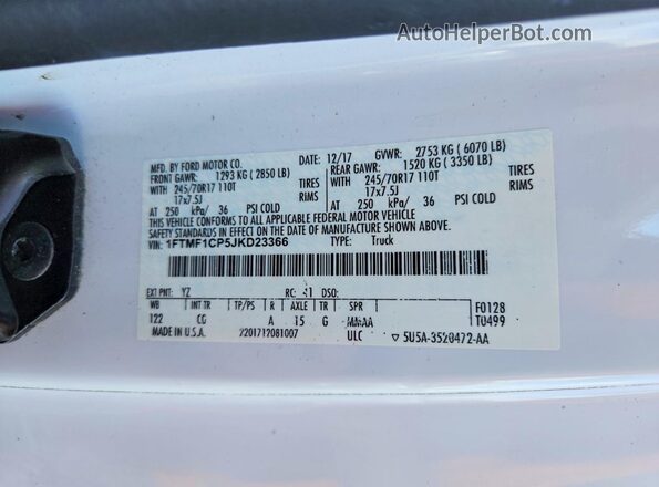 1FTMF1CP5JKD23366 2018 FORD F150 White ძრავის განყოფილების ხედი