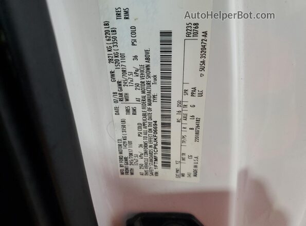 1FTMF1CP6JKF06694 2018 FORD F150 White Vista del compartimento del motor